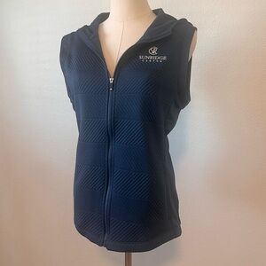 adidas Navy Quilted Sleeveless Hoodie